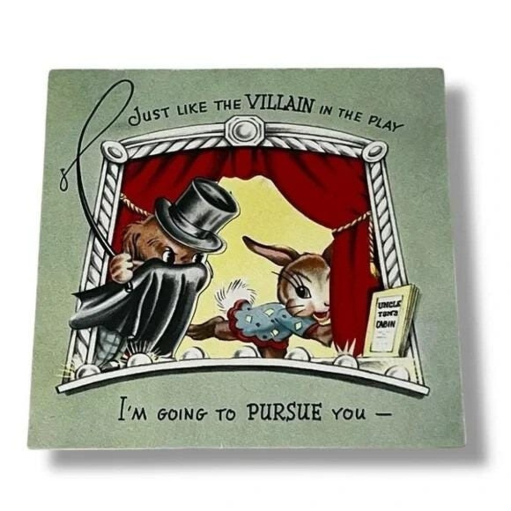 Just Like the Villain in the Play Dressed Animals Vintage Birthday Card DBX